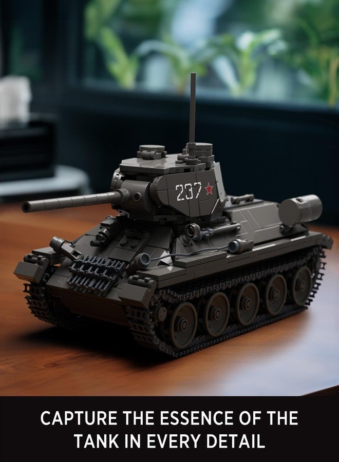 Nifeliz T34/85 Tank, WW2 Military Tank Building Set for Adults, Collectible Army Model to Build and Display, Gift Ideal for Military Fans (818 PCS, NF10270) - Image 2